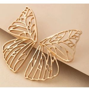 BRAND NEW- Butterfly Statement Earrings- Golden